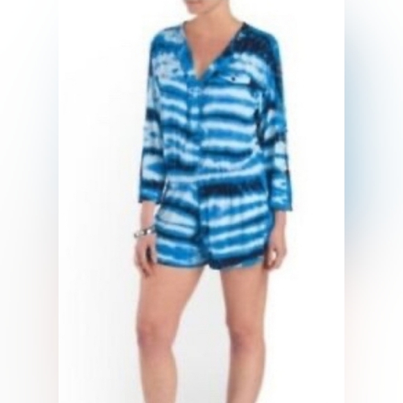 Young Fabulous & Broke Pants - Young Fabulous And Broke Malik Blue Tie Dye Jersey Romper Size Large